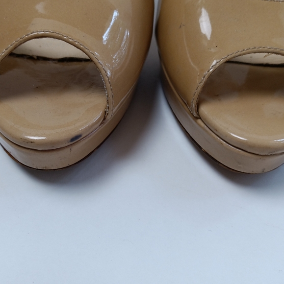 Jimmy Choo Patent Leather Sling Back Peep Toe Heels - Picture 3 of 14